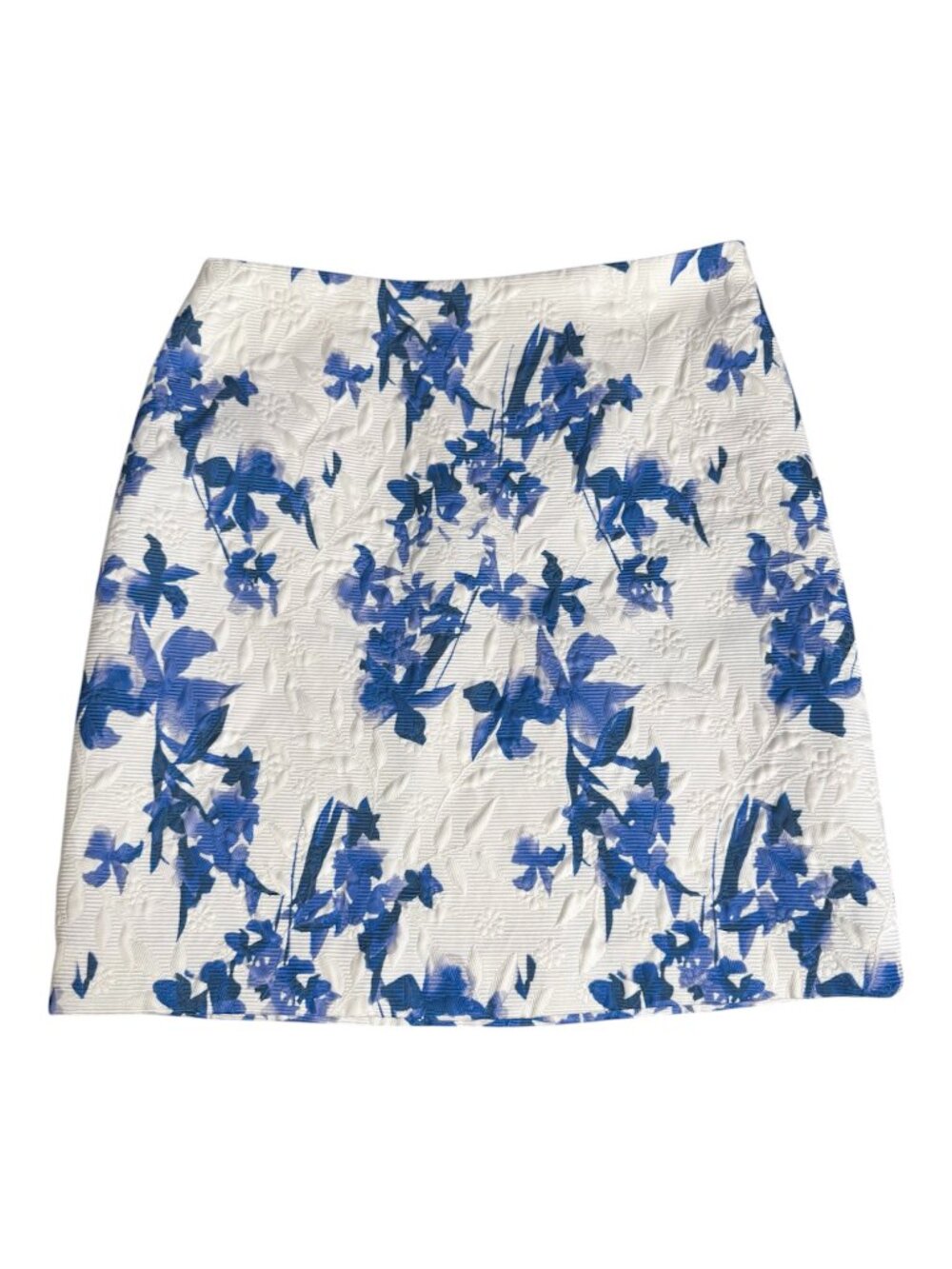 W By Worth Floral Pencil Skirt White and‎ Blue Women's Size 4